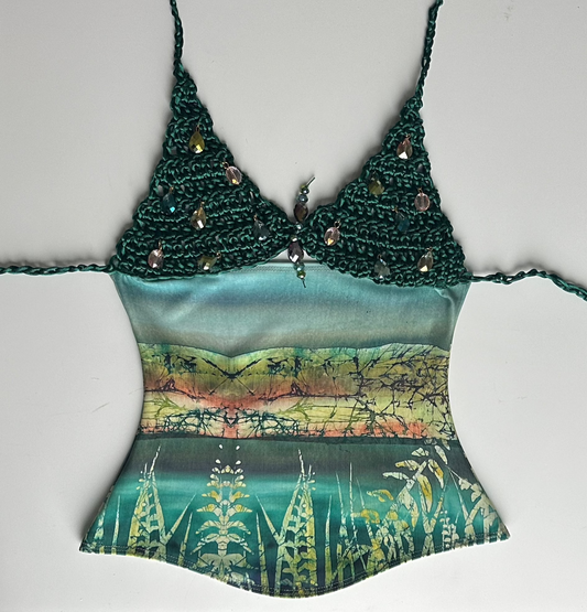 Emerald Shore Bejewelled Batik Top